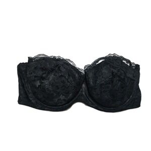 Vintage  Cabernet Bra Black  Strapless  Underwire  Push-Up  34 C